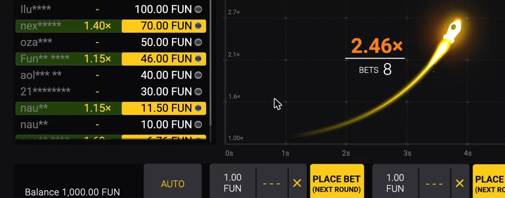 Space XY round with the rocket climbing the X-Y chart at 2.6x