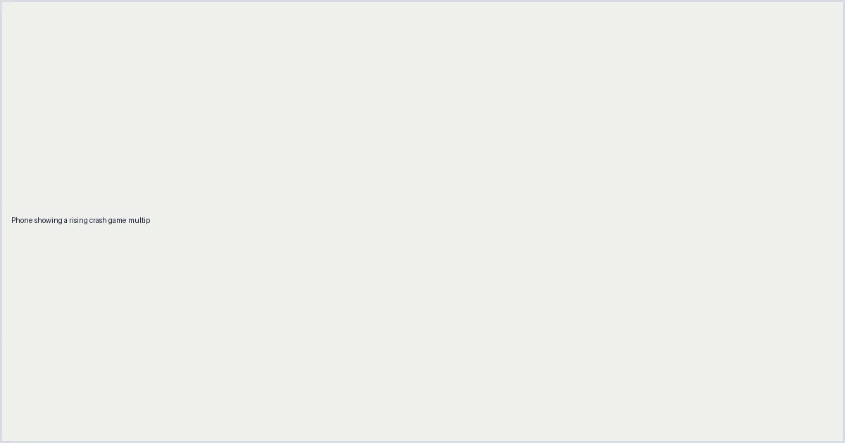 Phone showing a rising crash game multiplier curve with a red London bus in the background